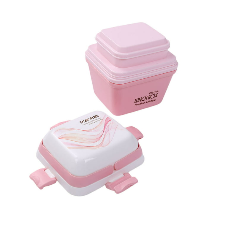 Lunch Box Kit, Portable 2 Layer Healthy Lunch Box,Stylish Hidden Handl