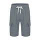 thumbnail image 5 of WILLBEST Pantalones Cortos de Lino de Verano para Hombre, con Bolsillos Grandes, para Playa, Deportivos, de Rayas Lisas, Ligeros y Elásticos, para Verano, Holgados y Casuales., 5 of 7