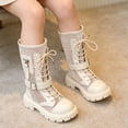 thumbnail image 6 of Cethrio Big Girls Riding Boots, Lace-up Breathable Non-Slip Soft Sole Mid Calf Boots White Size 1.5(Big Kids), 6 of 8