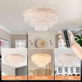 thumbnail image 4 of 32" Crystal Gold Ceiling-Light Flush Mount with Remote Control, Modern Crystal Raindrop Chandeliers for Bedroom Hallway Dinning and Living Rooms-Round, 4 of 10