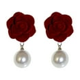 thumbnail image 4 of YUANOU Boucles d'Oreilles Vintage en Perles Rouges Floquées pour Femmes, Boucles d'Oreilles Artificielles, Cadeau de Mariage, Bijou (Style 2), 4 of 7