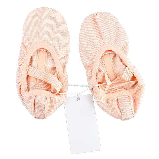 Bailarinas con tiras y sin cordones, suela blanda dividida, elásticas, para bailar en los cuatro lados, para niños, color rosa claro 25