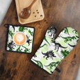 thumbnail image 5 of Cute Dinosaur Pattern Kitchen Oven Mitt and Pot Holder Sets 2 Pcs for Baking, Cooking and Grilling, Heat Resistant Up To 392 °F, 5 of 7