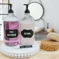 thumbnail image 3 of Cornucopia Brands 32oz Clear Glass Pump Bottles (2-Pack); Quart Size Soap Dispensers w/Black Plastic Lotion Locking Pumps; Includes Chalk Labels, 3 of 10