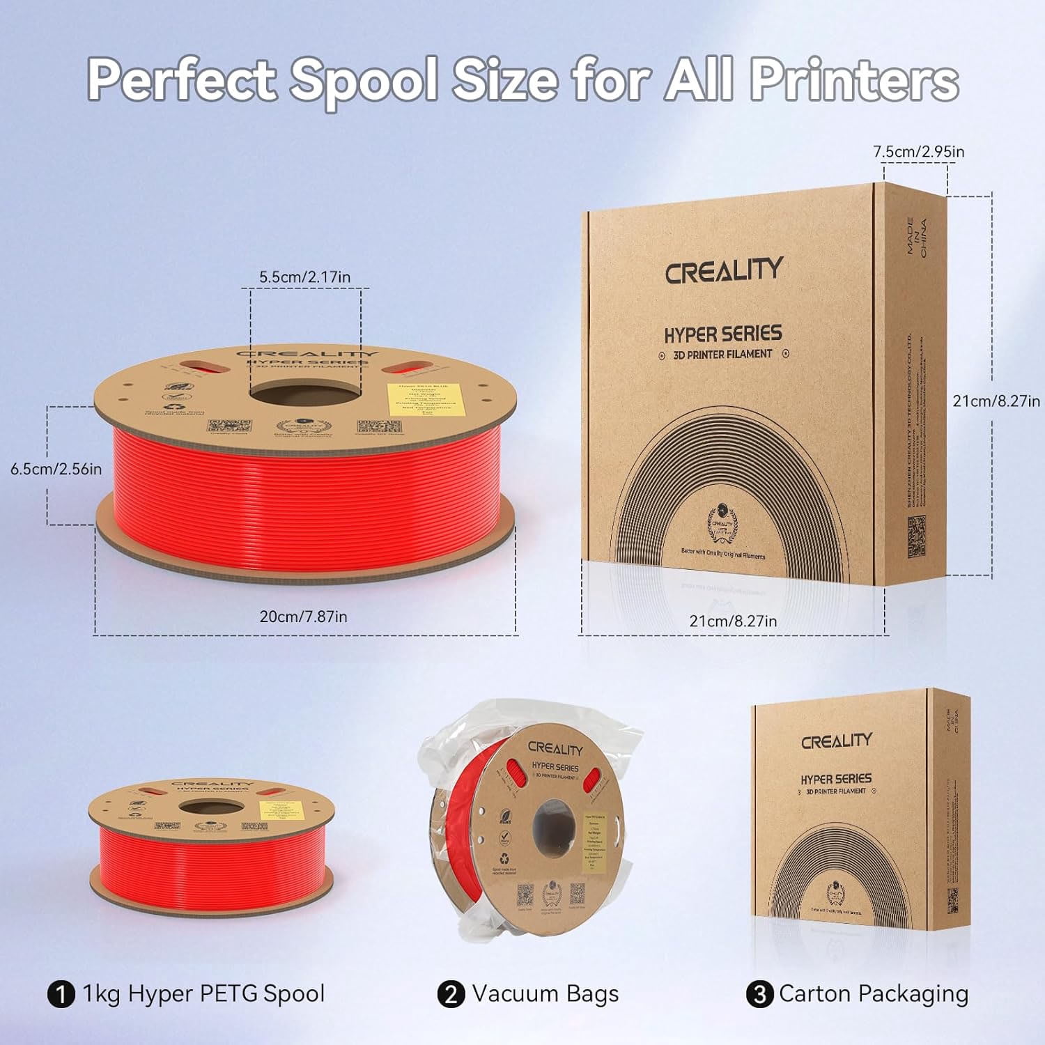 Creality Red PETG Filament 1.75mm High-Speed 3D Filament for K1 Max 30-600mm/s Printing 1kg/2.2lbs Spool Hyper PETG w Dimensional Accuracy +/- 0.03mm