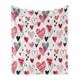 thumbnail image 1 of Valentine Soft Flannel Fleece Blanket, Different Types of Heart Shapes Romance Love Theme Watercolor Striped Art, Cozy Plush for Indoor and Outdoor Use, 60" x 80", Pink Black White, by Ambesonne, 1 of 6