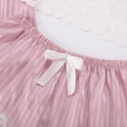 thumbnail image 4 of XIAONU Women's 3 Piece Striped Satin Sleep Set With Lace Trim Belted Robe Camisole And Shorts Soft Elegant Nightwear, 4 of 7