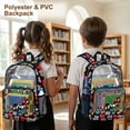 thumbnail image 4 of SEANATIVE 17 Inch PVC Clear Backpack for Kids Heavy Duty Transparent Bookbag See Through School Daypack Students Laptop Backpacks for Girls Boys, Floral Cat Colorful Daisy Black, 4 of 7