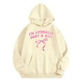thumbnail image 3 of I'M LITERALLY JUST A GIRL Teen Hooded Sweatshirt Tops, Long Sleeve Letter Pattern Printed Hoodie Pullover Tunic With Pockets Casual - Beige,2-3 Years, 3 of 5