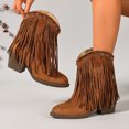 thumbnail image 5 of SACFOF Cowboy Boots for Women Ankle Western Fringe Booties Low Heel Rivet Boots, 5 of 6