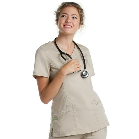 Landau ProFlex Tailored Fit Stretch 3-Pocket Mock Wrap Scrub Top for Women 4161