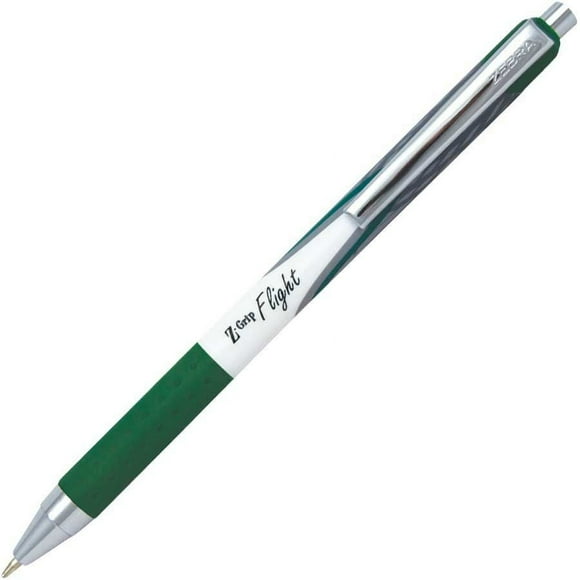 ZEBRA 21940 Z-Grip Flight Retractable Ballpoint Pens Green (Box of 12)