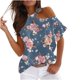thumbnail image 2 of Puntoco Mujeres Verano Cuello Redondo Manga Corta Estampado Sin Tirantes Camiseta tops Blusas Puntoco Puntoco-7415, 2 of 5