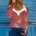 thumbnail image 2 of RKZDSR Women Tshirts Graphic Clearance,Plus Size Summer Womens Cold Shoulder Blouse Short Sleeve Cute Plain Tees Sexy V Neck Lace Crochet Patchwork Tunic Tops G15-Red L, 2 of 4