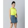 thumbnail image 2 of MoomayaWomens PrintedCotton Crop Shirt,Button Down Sleeveless Knotting Shirt Top, 2 of 8