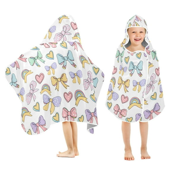 joogoo Cute Bows Kids Hooded Beach Towel Baby Bath Towel 23.5"x50"