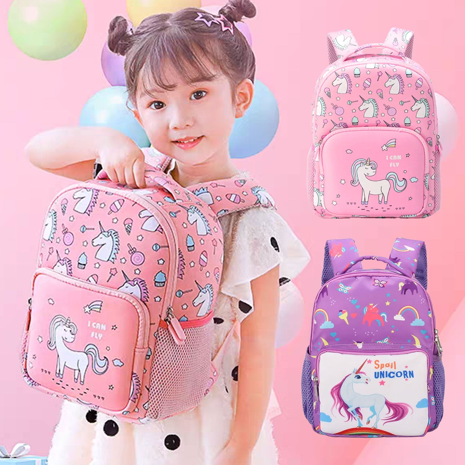 Unicorn School Backpack With Unicorn Design load reduction mommy bag For Children Boys Girls