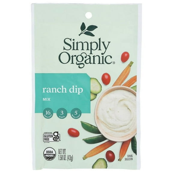 Simply Organic Dips Ranch At least 95% Organic (12x1.5oz) ( Value Bulk
