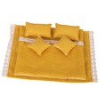 thumbnail image 3 of Juego de ropa de cama para casa de muñecas a escala 1:12, sábanas, colchas, almohadas, decoración de escenas, adornos, vida Amarillo, 3 of 9