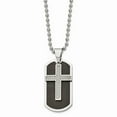 thumbnail image 1 of White Stainless Steel necklace with pendant Black Carbon Fiber Men's 24 in 2 mm, 1 of 3