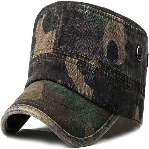 TELOLY 2026 New Unisex Military Army Hat Men Women Baseball Cap Flat Top Cap Adjustable Camo Cadet Cap Camo Hat for Women