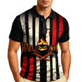 thumbnail image 3 of IAJDKMEK Halloween Men's Polo Short Sleeve Shirt - Button-Down Collar Knit Shirt, Breathable Summer Shirt for Daily Wear, Party, Golf Shirt & Halloween Costume,Beige L, 3 of 7