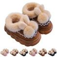 thumbnail image 2 of Otqutp Kids Cute Slippers Girls Fuzzy Plush Bunny Ear Platform Heeled Slipper Winter Warm Comfort Furry Non Slip House Shoes, 2 of 7
