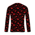 thumbnail image 4 of Men's Valentines Tshirt Graphic Printed Tuxedo Style Long Sleeve Crewneck Heart Fake Two Piece Top Red L, 4 of 5