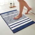 thumbnail image 2 of FEOLGEHLY Bath Mats for Bathroom Non Slip, Fluffy Absorbent Microfiber Bath mat Washable, Aesthetic Bathroom Rugs, Small Navy Blue Striped Bath Mat(Blue, 24" x 16"), 2 of 6