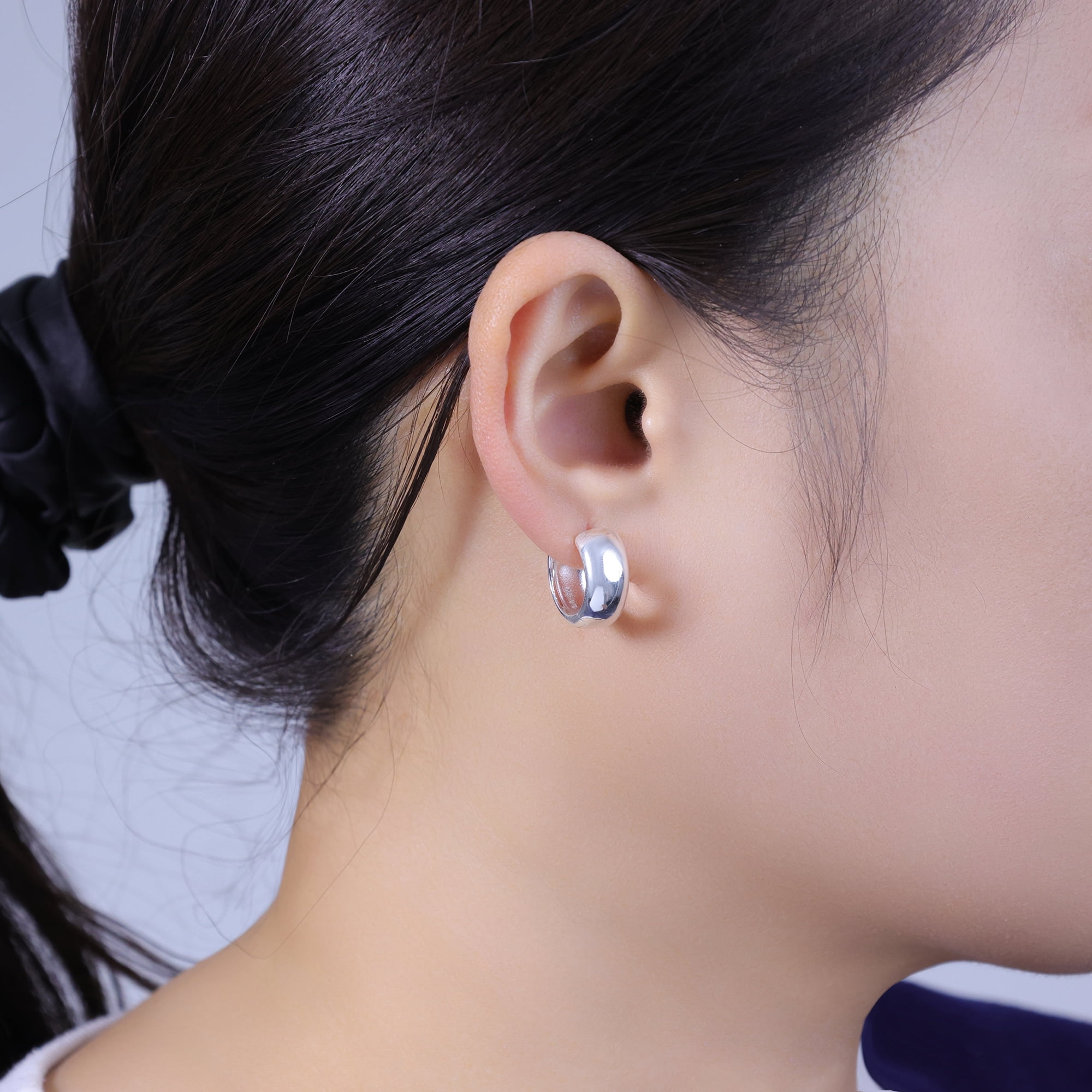 Free Assembly Women's Demi Fine Silver Plated Hoop Earring Set, 3-Pairs