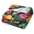 thumbnail image 2 of Palm Leaves Hibiscus Flowers Hawaii Throw Blanket Ultra Soft Warm All Season Tropical Pineapples Fruit Decorative Fleece Blankets for Bed Chair Car Sofa Couch Bedroom 60"X50", 2 of 6