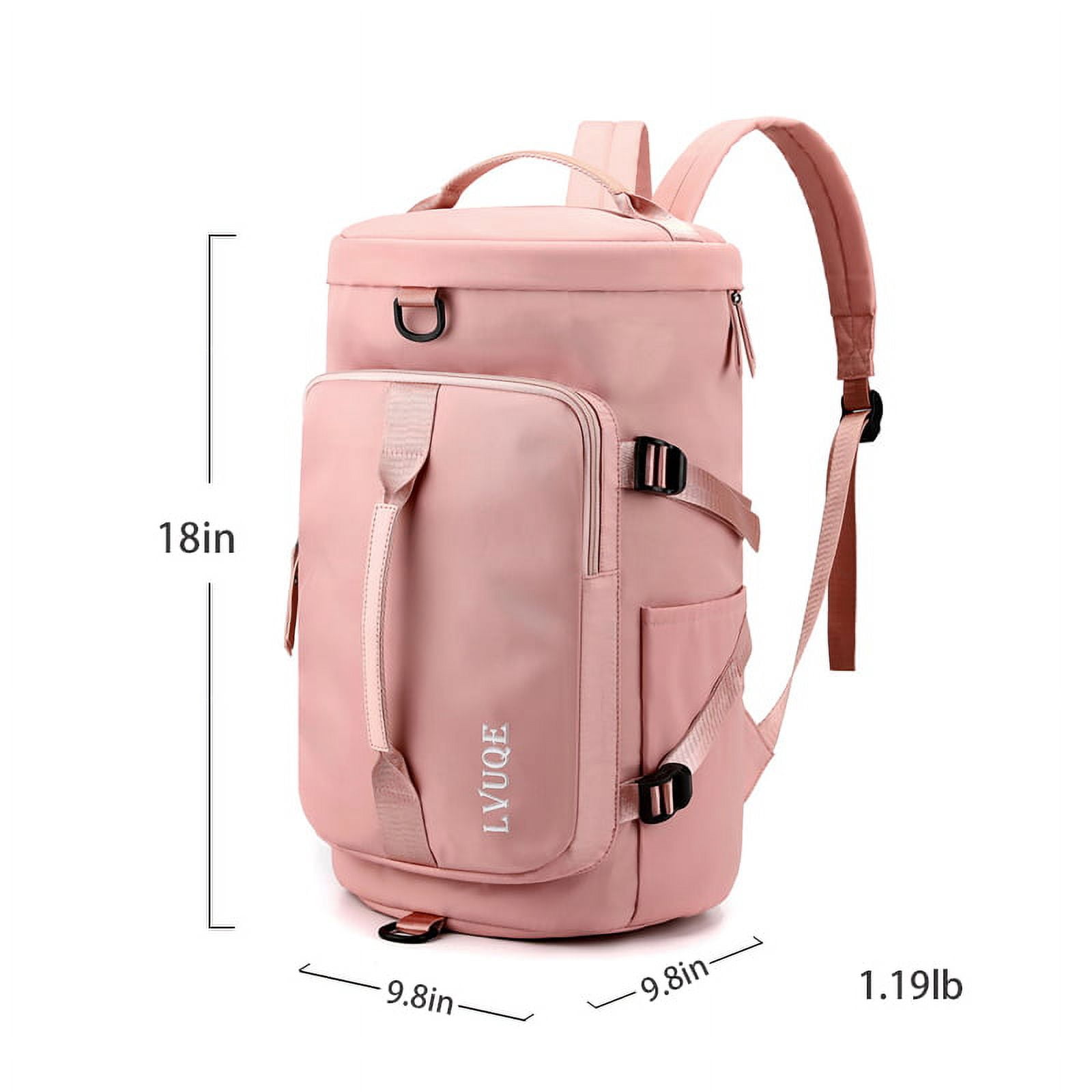 Wehilion Travel Duffle Bags Sports Gym Bag with Shoulder Strap Weekender Overnight Backpack,18"*9",Pink