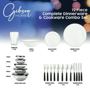 Gibson Home Stainless Steel Cookware Set, Pots and Pans with Dinnerware, Bakeware, and Utensils, 72-Piece