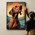 thumbnail image 4 of Redbone Coonhound Canvas Wall Art Framed Great Wave Oil Painting Stretched and Framed Artsy Romantic Wall Paintings Girlfriend gift for Living Room Bedroom Bathroom Office Wall Décor, 4 of 4
