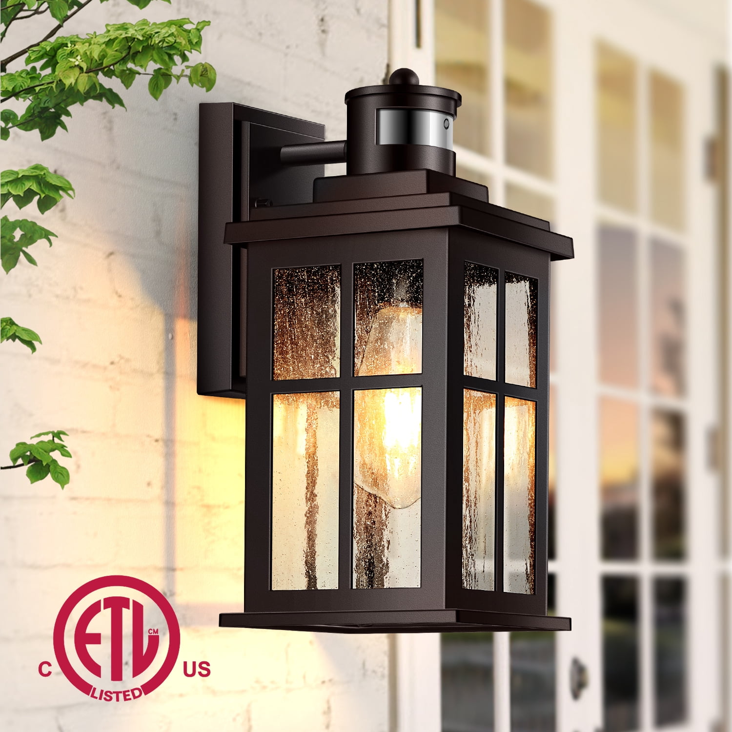 VIANIS Brown Motion Sensor Exterior Lighting Fixtures, Oil Rubbed Bronze Outdoor Garage Lights Wall Mount Sconce, Outdoor Wall Lantern for Garden, Patio, Front Door, Outside Porch Lights for House