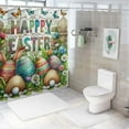 thumbnail image 6 of JEUXUS Bunny Egg Spring Flowers Butterfly Wood Grain Aesthetic Shower Curtain for Bathroom Decoration White, 6 of 6