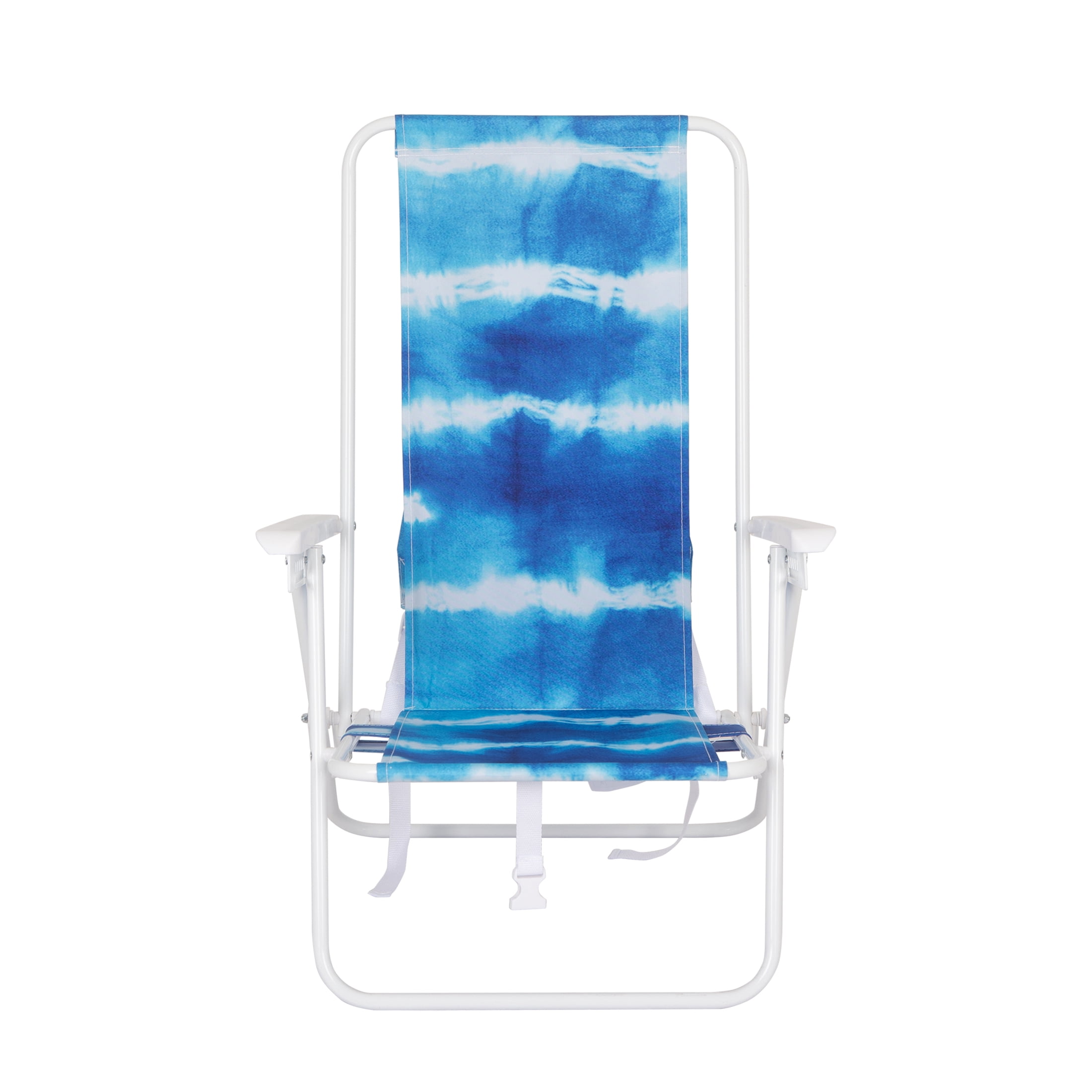 Mainstays High Back Reclining Backpack Beach Chair, Blue Tie Dye
