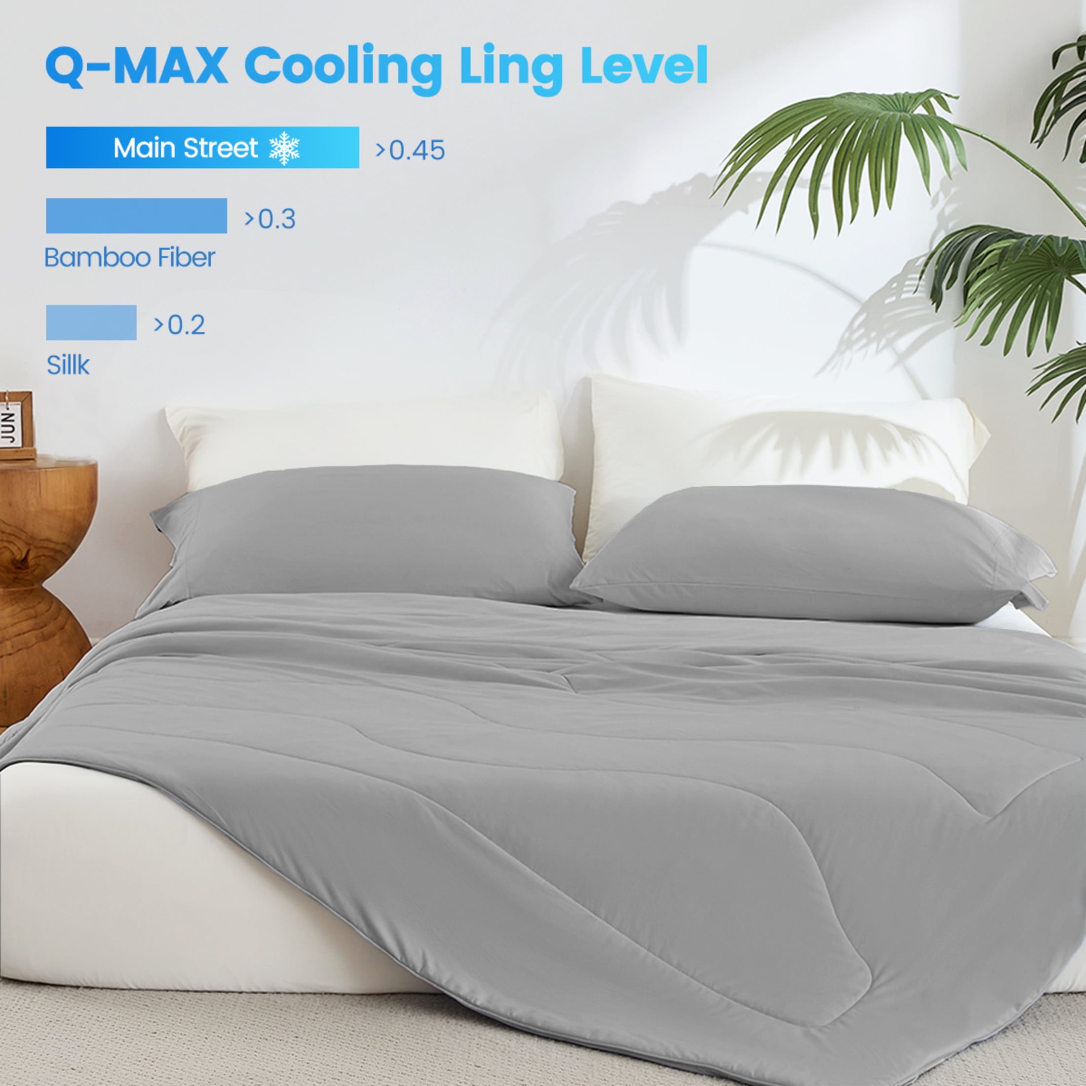 GDF Studio 108x90" King/Cal King Cooling Down Alternative Comforter, All-Season Bedding for Hot Sleepers, Gray