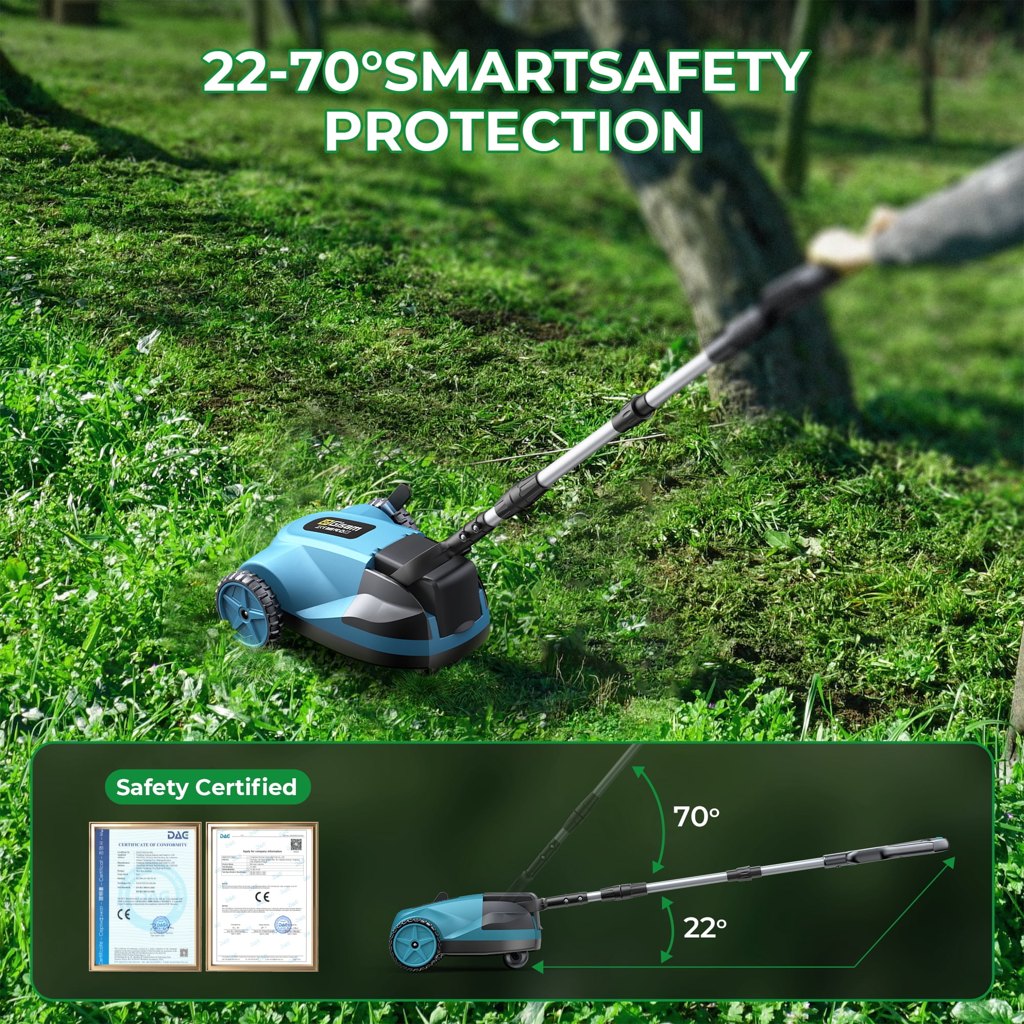 Gisam Brushless Lawn Mower Cordless 9 in Small Electric Handy Grass Mowers Lightweight, 3 Height Adjustments with 2x 4.0Ah Battery and Charger