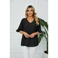 thumbnail image 7 of Anbech Women's Bell Sleeve Tops Chiffon Casual Blouse Tunic Shirts Trendy Design 2025 Summer Tshirt, 7 of 7