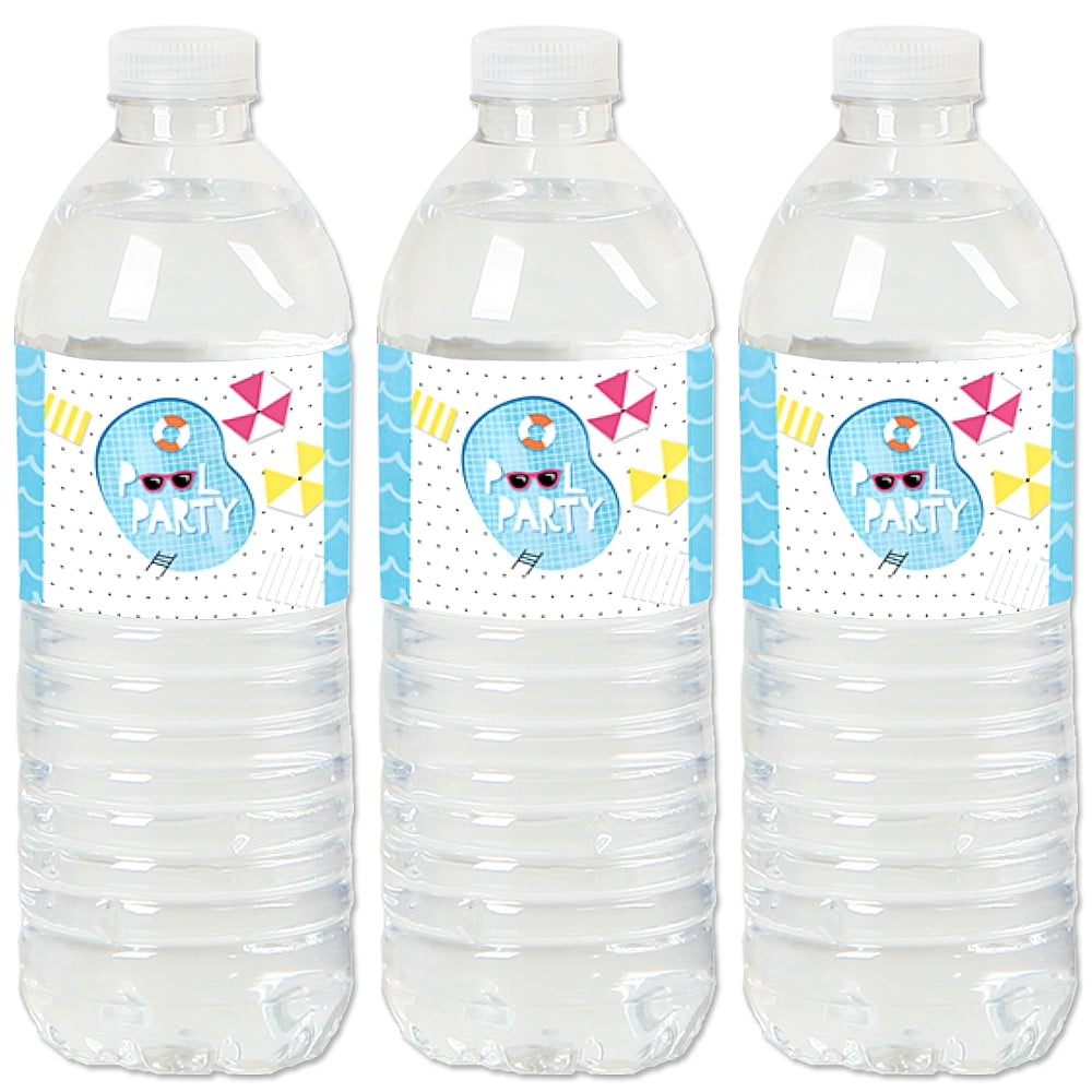 Make A Splash - Pool Party - Summer Swimming Party or Birthday Party Water Bottle Sticker Labels - Set of 20