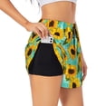 thumbnail image 3 of Lsque Sunflowers With Green Leaves Printed Women's Running Shorts with Liner Pockets,Elastic Quick Dry Workout Athletic Gym Yoga Shorts,Womens High Waist Shorts-X-Large, 3 of 9