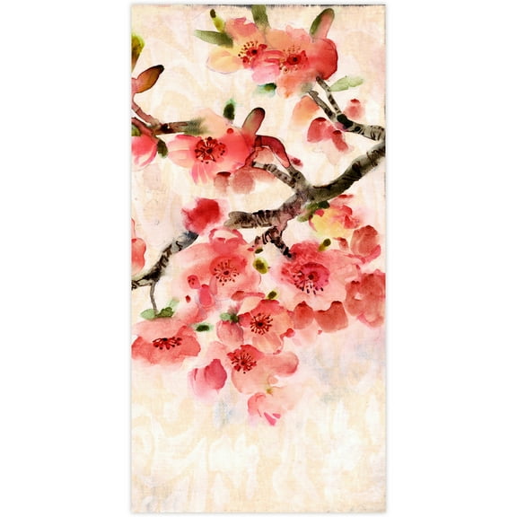 "Cherry Blossom Composition C" Frameless Free Floating Reverse Printed Tempered Art Glass Wall Art