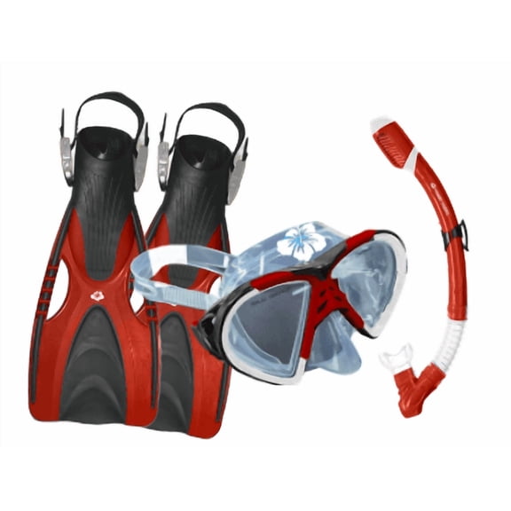 Hawaii Divers Leilani Snorkel Set – Black/Red (Adult L/XL)