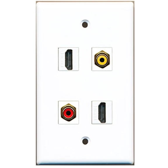 RiteAV - 2 Port HDMI 1 Port RCA Red 1 Port RCA Yellow Wall Plate
