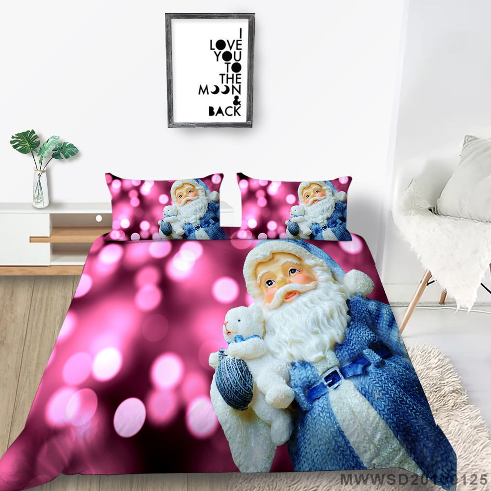 Happy Christmas Vintage Bedding Cover Set Polyester Comforter Covers