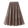 thumbnail image 3 of ShomPort Skirts for Women Lace Long Skirts Elastic High Waist Layered Midi Skirts Elegant Summer A-Line Skirts for Ladies (One Size, Khaki), 3 of 6