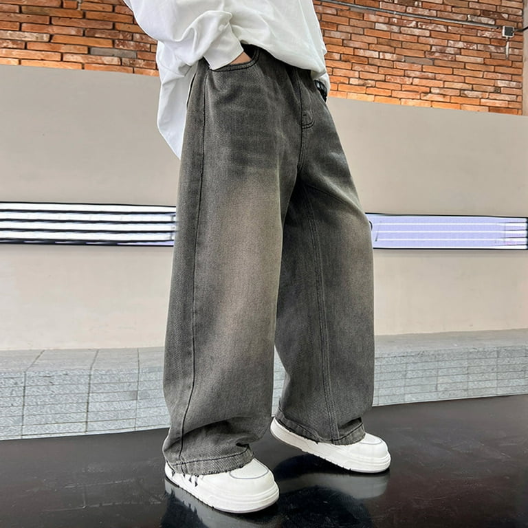 Gibobby Boys Jeans Streetwear Denim Cargo Pants High Waist