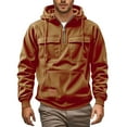 thumbnail image 5 of Zylanna Men's Hooded Sweatshirts with Multi-Pockets, Fleece Lined Casual Half-Zip Solid Color Sport Hoodies Pullover for Men Orange, 5 of 5