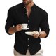 thumbnail image 1 of pstuiky Camisas de manga larga de invierno para hombre, Camisas casuales de lino a la moda para hombre, de color liso, con botones y cuello alto, de manga larga tops de invierno para hombre xl, 1 of 9